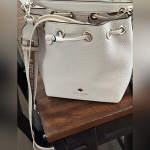 Kate Spade White Crossbody Bag with Pebbled Finish